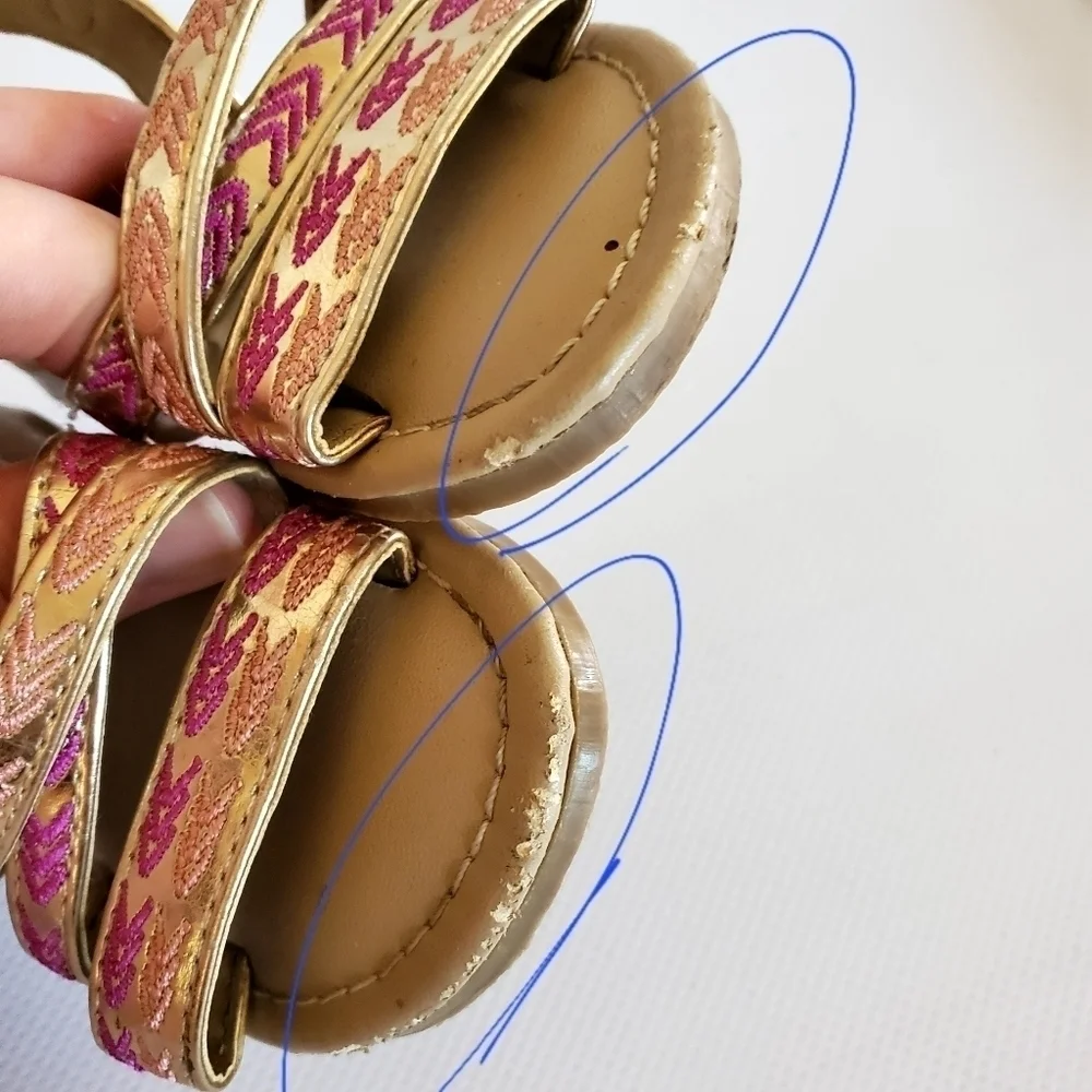 Gymboree Girls Sandals Tan Gold Pink Size 5